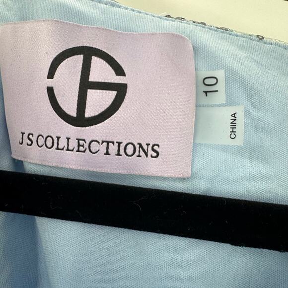 JS Collections Julia Cap Sleeves Column Gown Light Blue Size 10 NWOT - Picture 11 of 12